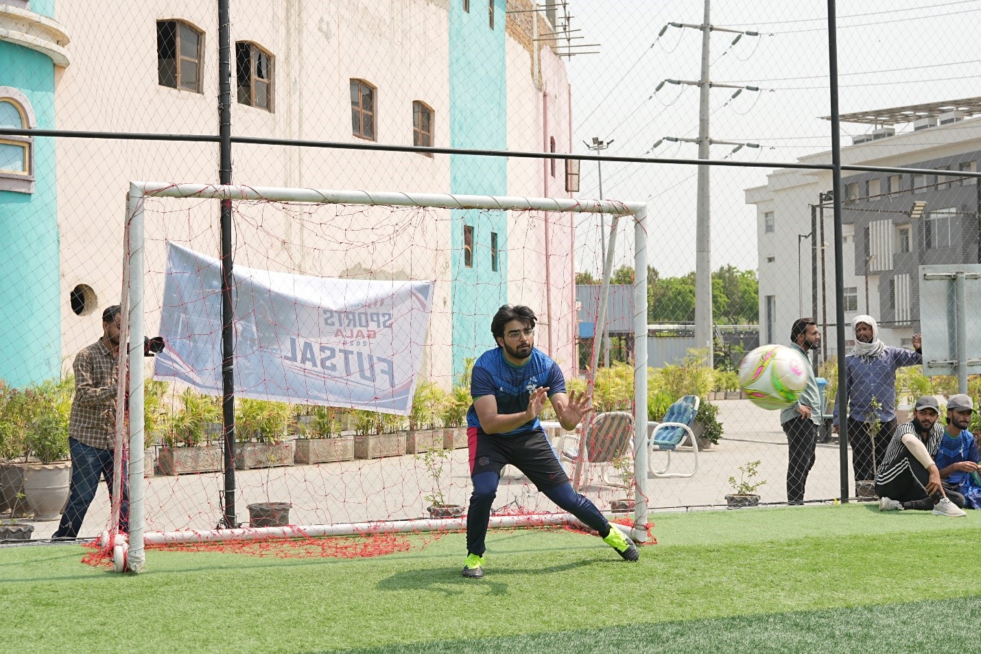 University student participating in sports activities on campus.